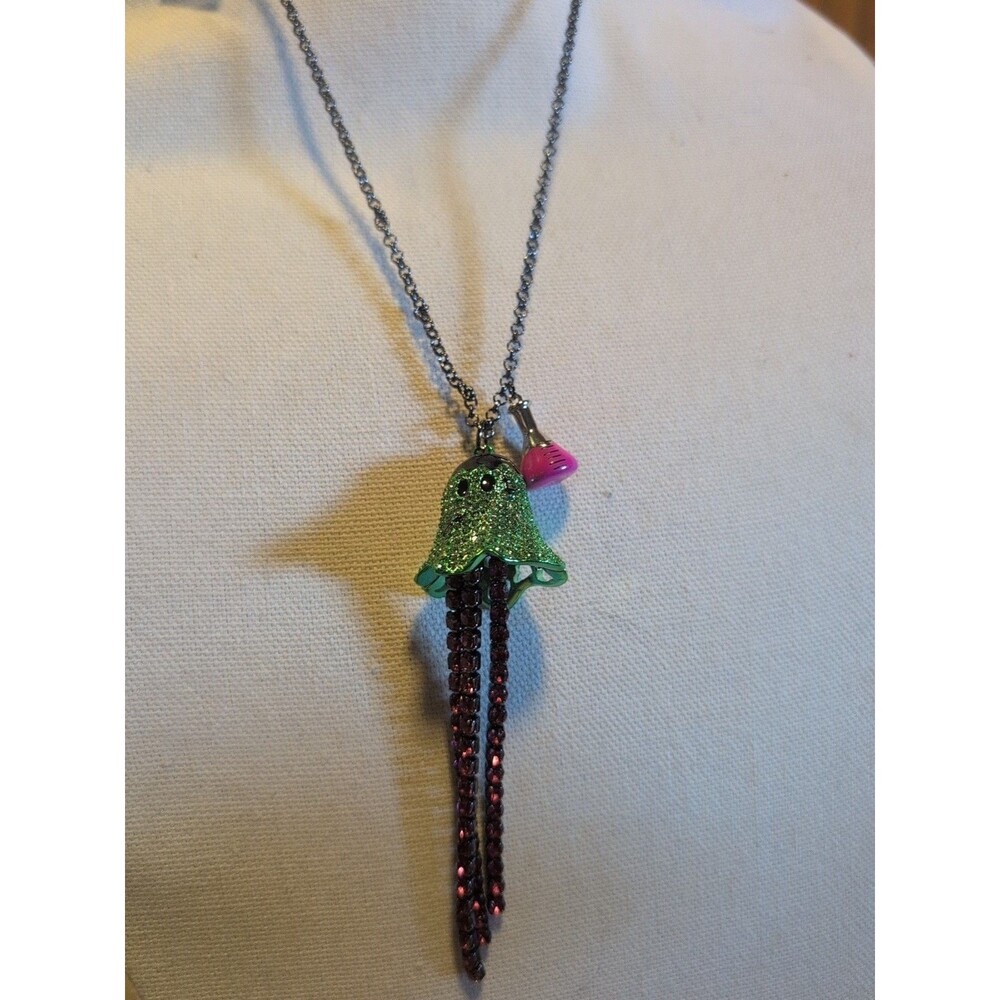 Betsey Johnson Glow Dark Ghost Purple Crystal Bow Necklace Only